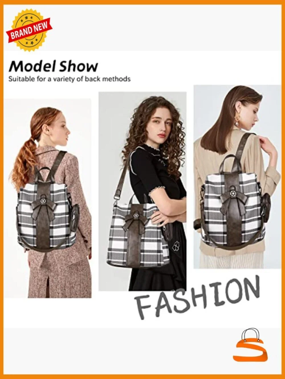 Vegan Leather Fashion Backpack Purse Anti-Theft Daypack